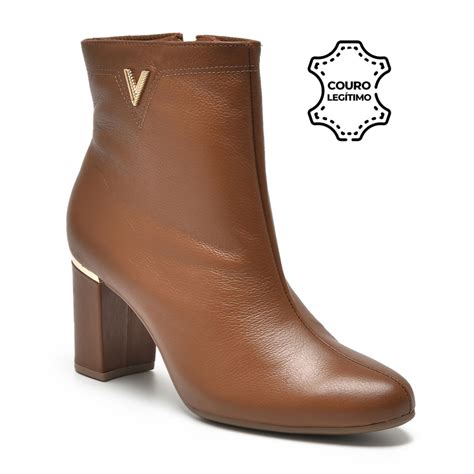 Bota Via Marte Couro - Bota Feminina Via Marte Couro Marrom Claro - Via Calçados