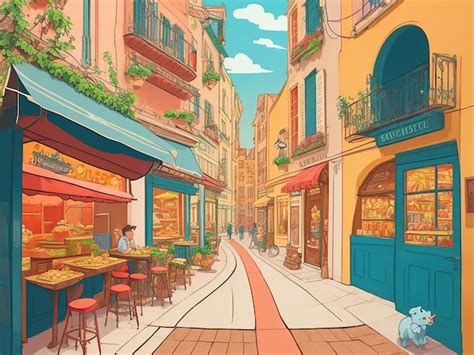 Premium Photo | Street Food Culinary Cartoon Illustration