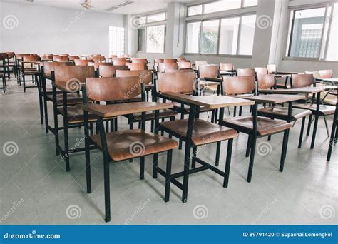 Old Scattered Chairs in the Classroom.Student Chair Stock Photo - Image ...