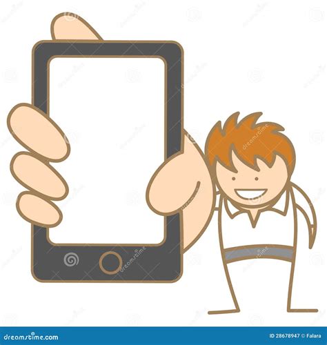 Man Showing Message on Cell Phone Stock Vector - Illustration of