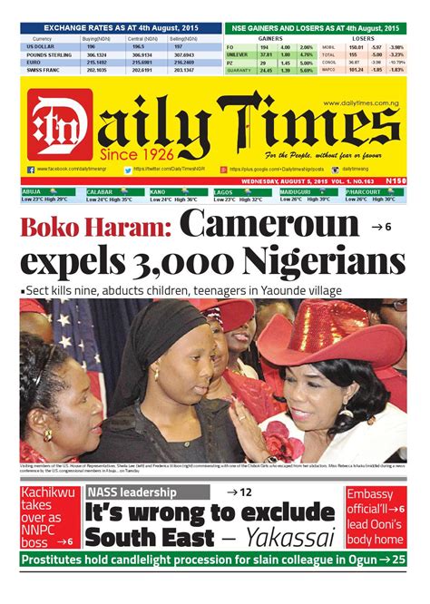 daily times nigeria newspaper  wednessday  august   daily