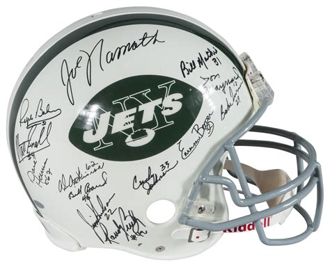 Lot Detail - 1969 NY Jets Team Signed Full Size Throwback Jets Helmet ...