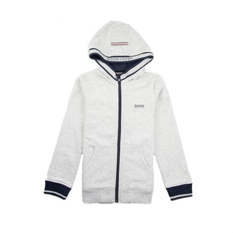 Hugo Boss Kids Fleece Hoody Light Grey | ONU
