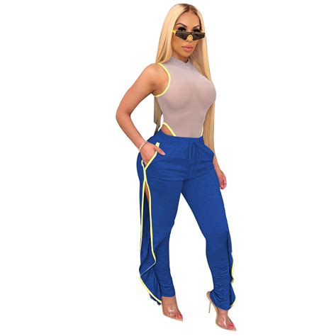 Summer Girl High Waist Split Stacked Sports Jogger Pants Women - Short