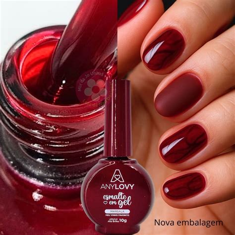 Esmalte Em Gel Vermelho - Esmalte em gel vermelho vitral rebu Vinho Marsala Any Love 10g Morango ...