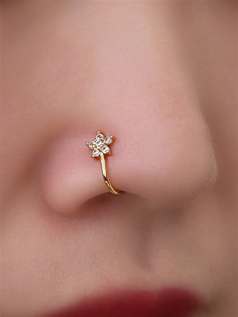 Zircon flower decor nose ring – Artofit