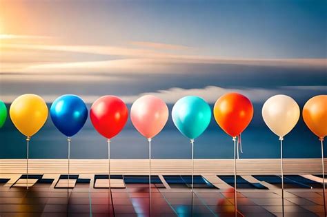 Premium Photo | A row of balloons with the word " balloons " on them.