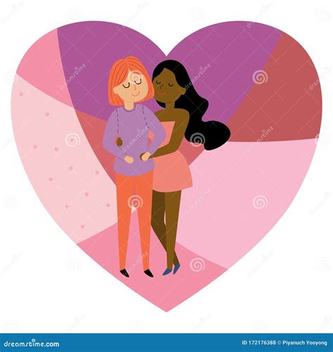 Cartoon Character Design of Young Lesbians Stock Illustration
