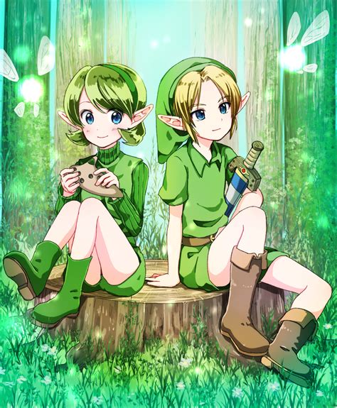 link, navi, and saria (the legend of zelda and 1 more) drawn by