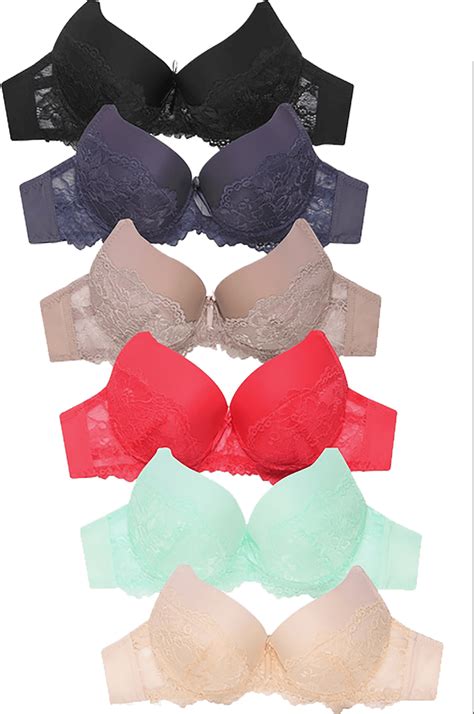 6 pieces of Pushup Underwired Lace Lady's Gentle Push Up Bra A B C Cup