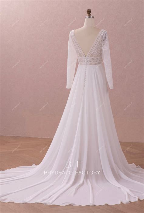 Casual Bohemian Wedding Dress with Long Sleeves | Brydealo