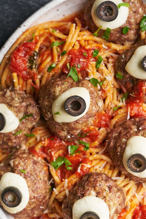 Halloween Pasta (Spooky Spaghetti with Meatball Eyeballs) - A Full Living