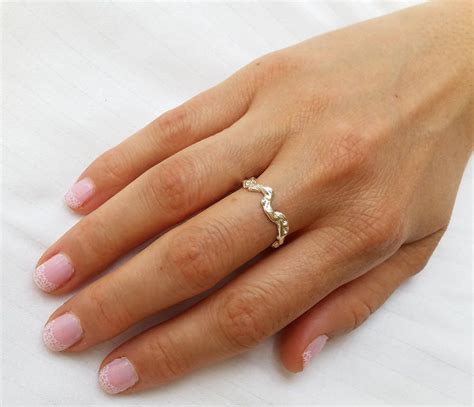 White Gold Wedding Band Wedding Bands Women Unique Wedding - Etsy