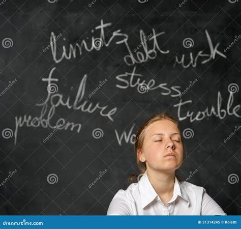 girl thinking  problems stock image image  white stress