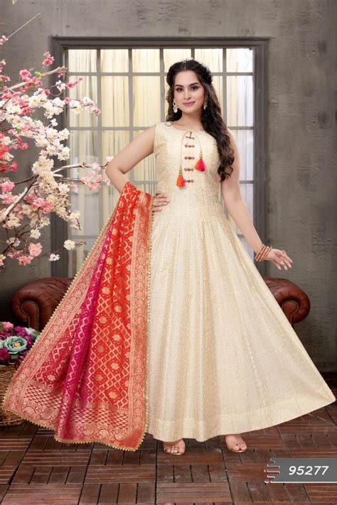 Cream Color Party Wear Designer Gown :: MY SHOPPY LADIES WEAR