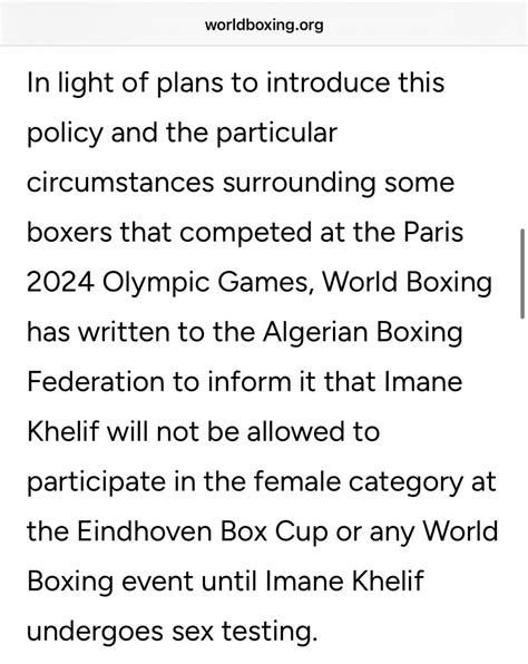 world boxing bars imane khelif mandates sex testing   athletes