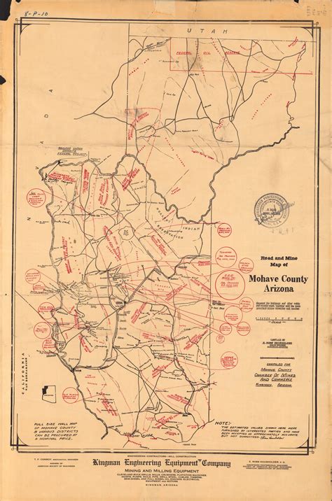 Road and Mine Map of Mohave County | Arizona Memory Project