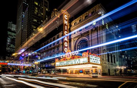 chicago landmarks  light   night