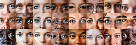 diverse collage human faces representing  ages genders