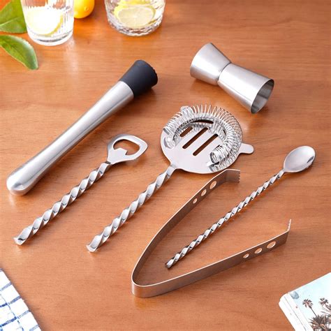 sleek stainless steel mixology bar tool set    premium bar