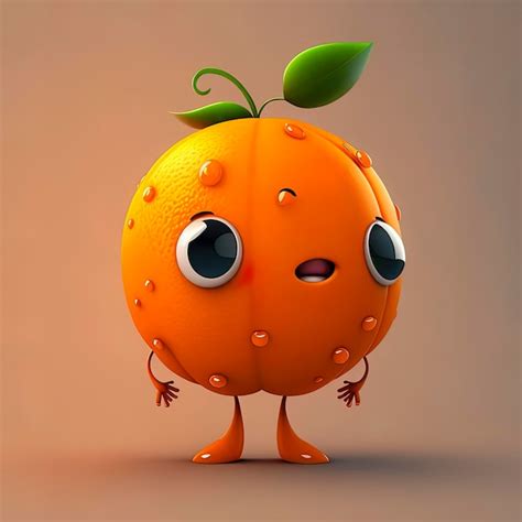 Premium Photo | Adorable orange fruit animated character