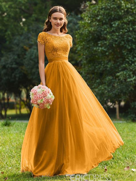 Ericdress Short Sleeves A Line Tulle Bridesmaid Dress 13092887