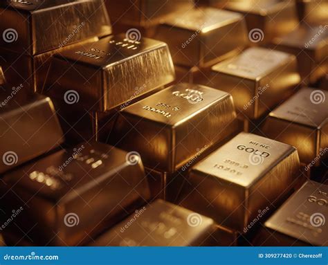 Stack of stacked gold bars stock photo. Image of golden - 309277420