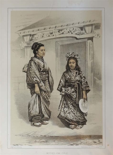 1856 Print of a Japanese Mother and Daughter by Ackerman – Bartele Gallery