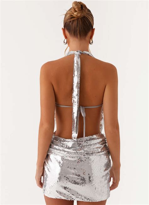Elysia Sequin Mini Dress - Silver Sequin – Peppermayo