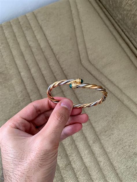 Cartier 18k Gold Tri-Color Bangle Bracelet For Sale at 1stDibs