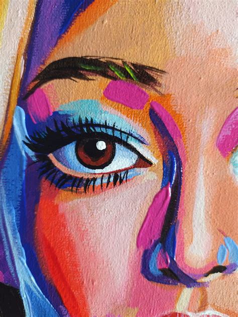 Acrylic Painting on Canvas Face Girl wall art | Etsy