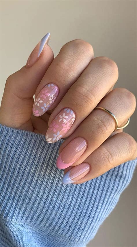 Bloom into Summer with Gorgeous Floral Nail Designs : Blue & Pink ...
