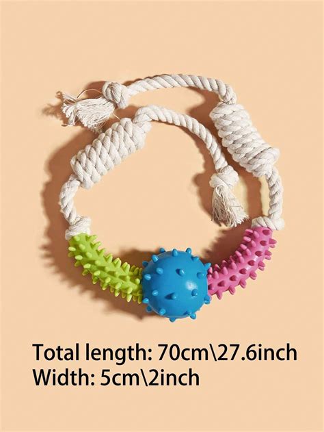 1pc Pet Chewing Rubber Rope Toy (With Spiked Circle & Ball, Colors