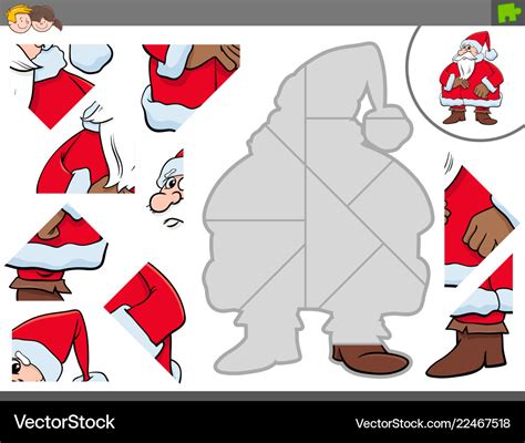 Jigsaw puzzle game with christmas santa Royalty Free Vector