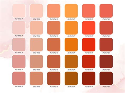 Peach Color Palette | Peach HEX RGB CMYK Codes | Warm Orange Red Color