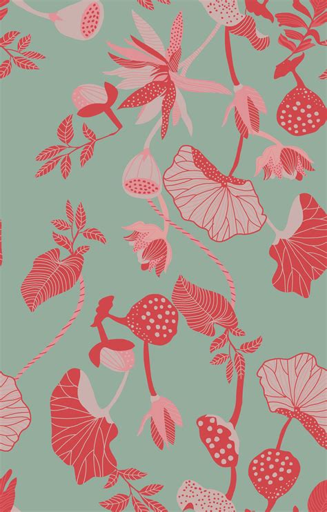 Green and Pink Floral Wallpaper