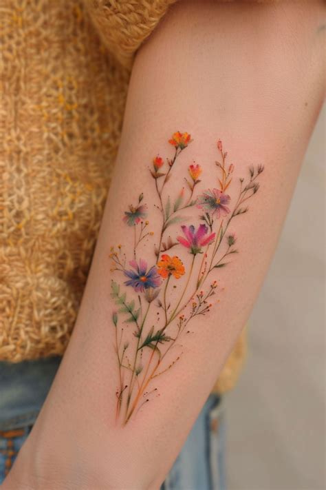 21 feminine floral color tattoos that look beautiful – Artofit