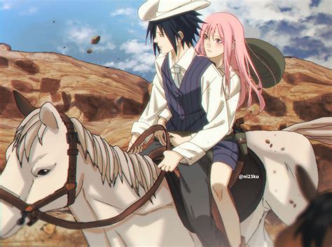 haruno sakura and uchiha sasuke (naruto and 1 more) drawn by niku