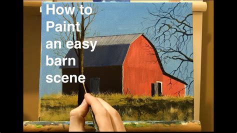 How to Paint an Easy Barn Scene: Acrylic Painting Tutorial - YouTube