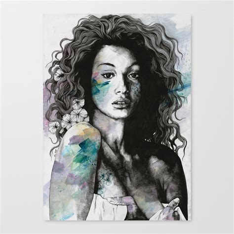 Realistic Female Nude Pencil Drawing Sensual Black Woman Portrait Sexy