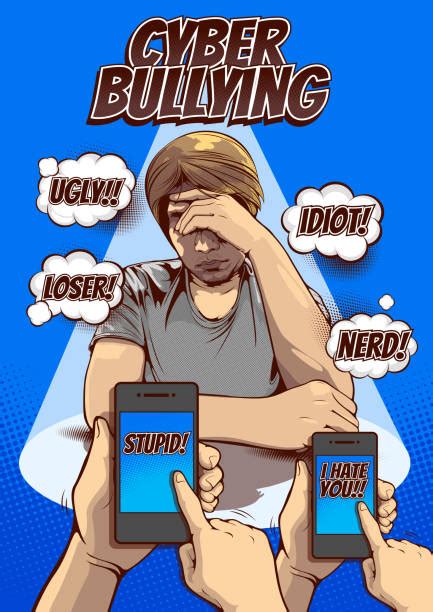 cyber bullying pop art illustrations royalty  vector graphics