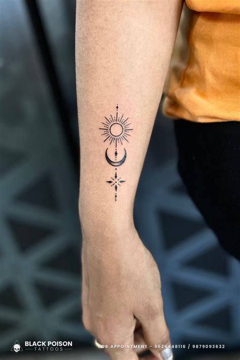 moon and sun small tattoo 3