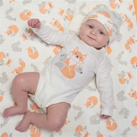 Baby clothes subscription bodysuit with fox and squirrel print - Qookeee