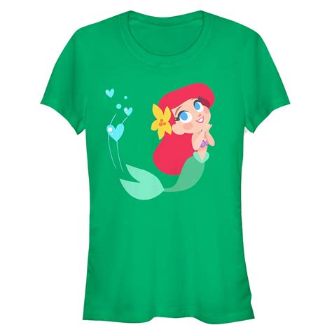 Junior's The Little Mermaid Ariel Love Graphic Tee Kelly Green Small