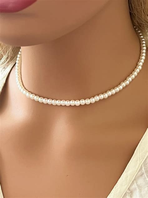 Bridal Pearl Single Layer Necklace W/ Mismatching Earrings Pearl Party ...