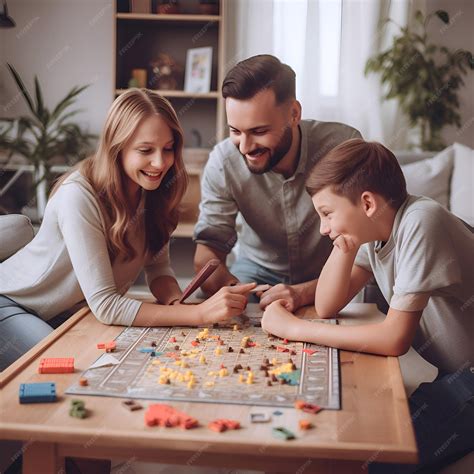 Jogo De Tabuleiro Família - Família feliz a jogar um jogo de tabuleiro em casa Mãe pai e filho ...