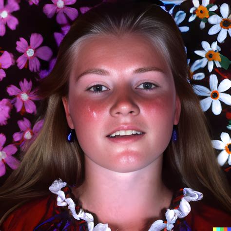 Danish girl with light skin, blue eyes, blond long hair and wearing