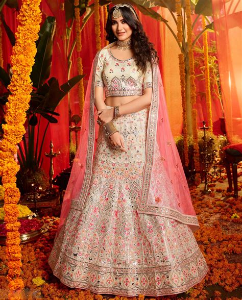 White Pure Organza Embroidered Lehenga Choli - Lehengas, Ready To Ship ...