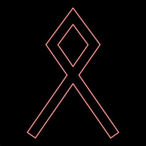 Neon odal Othil rune Othala symbol estate heritage sign red color vector illustration image flat