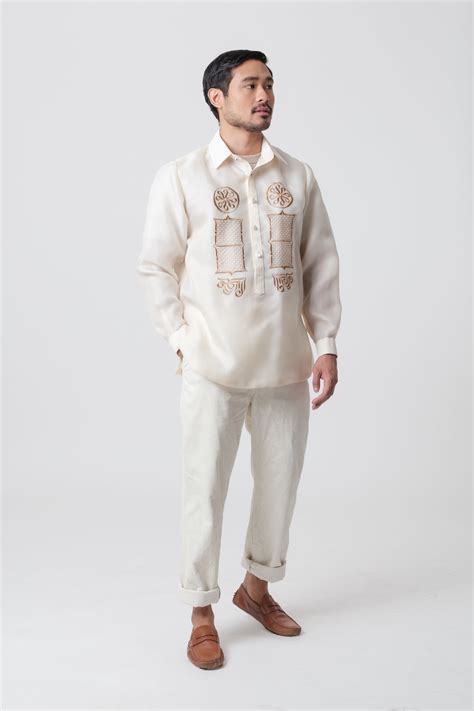 Ramon Mens Barong Tagalog | Beige | Modern Filipino by The Mestizo LA